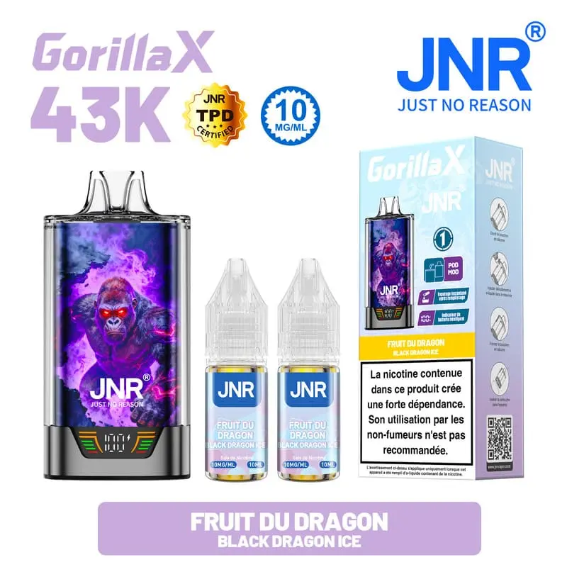 Gorilla X 43K JNR – Kit Puff Rechargeable 15ml + 2 Flacons 10ml 10mg