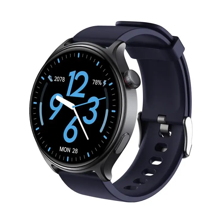 GR2 1.46 inch Ultra-HD Screen BT Calling Smart Watch, Support Health Monitoring(Black+Blue Silicone Strap)