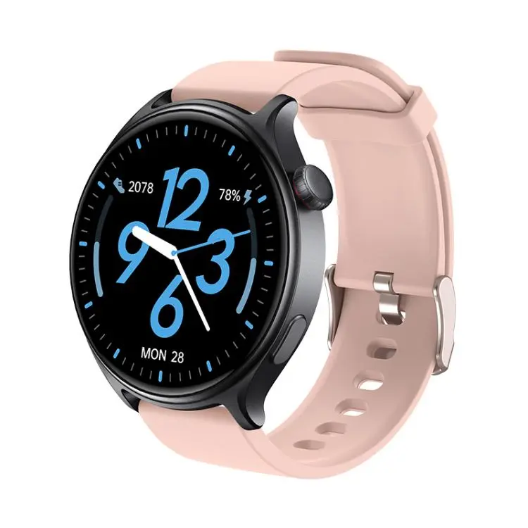GR2 1.46 inch Ultra-HD Screen BT Calling Smart Watch, Support Health Monitoring(Black+Pink Silicone Strap)