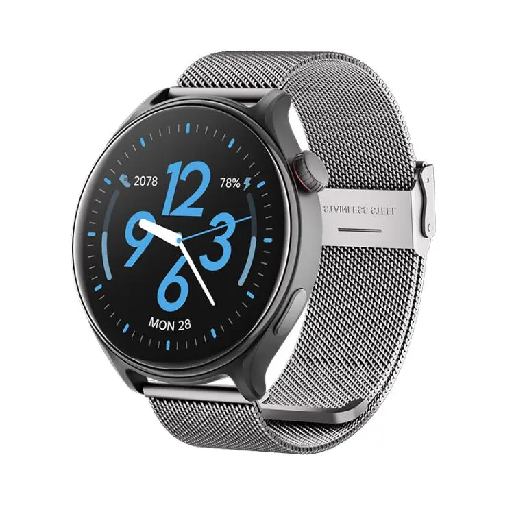 GR2 1.46 inch Ultra-HD Screen BT Calling Smart Watch, Support Health Monitoring(Black+Silver Steel Strap)