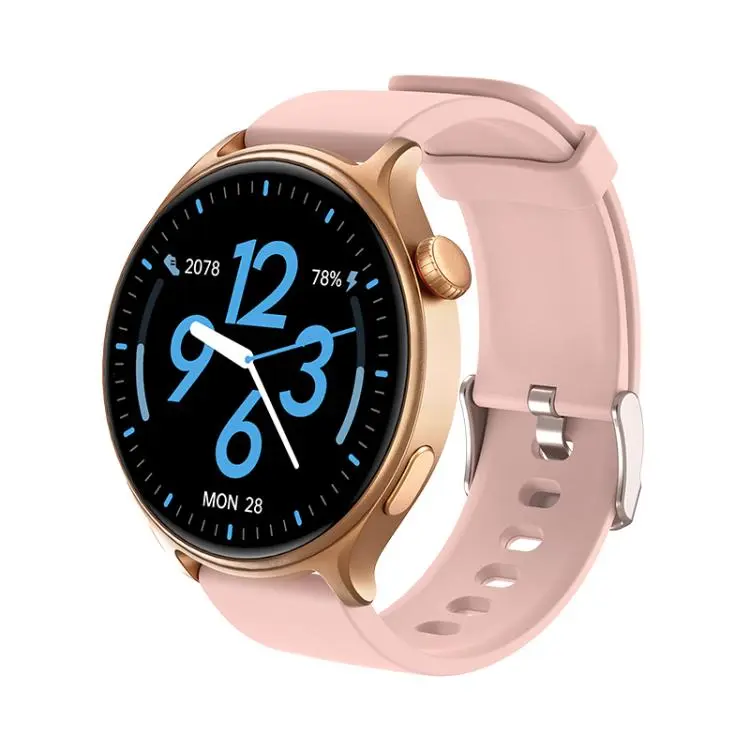 GR2 1.46 inch Ultra-HD Screen BT Calling Smart Watch, Support Health Monitoring(Gold+Pink Silicone Strap)