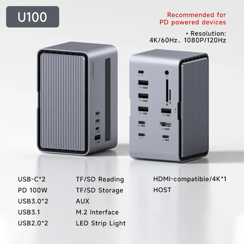 Hagibis USB-C Docking Station with Dual HDMI & M.2 SSD Enclosure