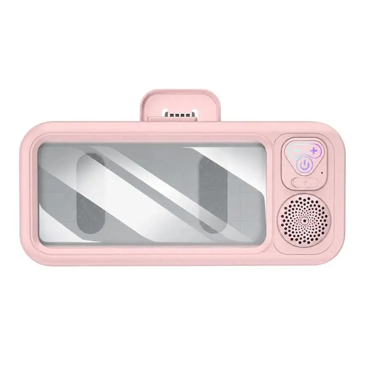 HBS615 Waterproof Touchable Phone Holder Box For Bathroom Mini Bluetooth Speaker For Shower Video Watching(Pink)