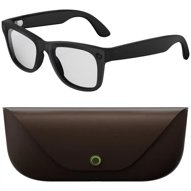 HD5 Ultra Double Lenses Smart AI Translation Glasses with 8MP HD Camera, Video Recording, WiFi Transmission, Al Smart Voice Assistant(Dark Brown)