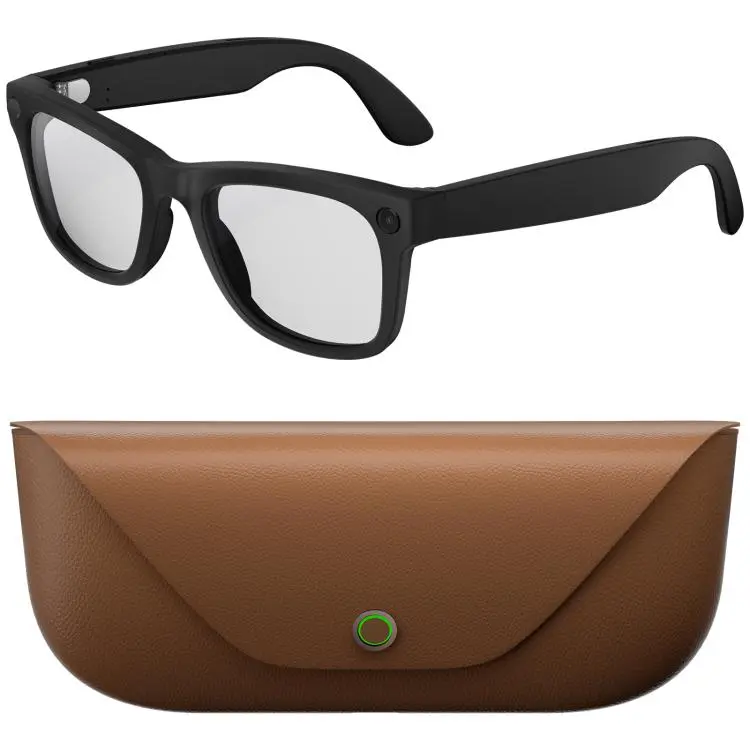 HD5 Ultra Double Lenses Smart AI Translation Glasses with 8MP HD Camera, Video Recording, WiFi Transmission, Al Smart Voice Assistant(Light Brown)