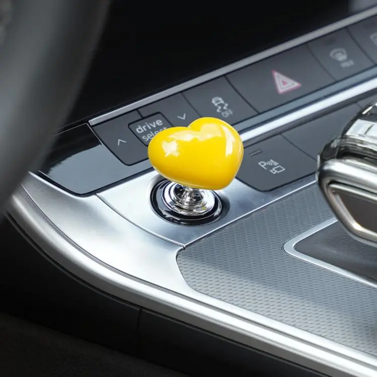 Heart-shaped Decorative Ring For Car Push-to-start Button(Yellow)