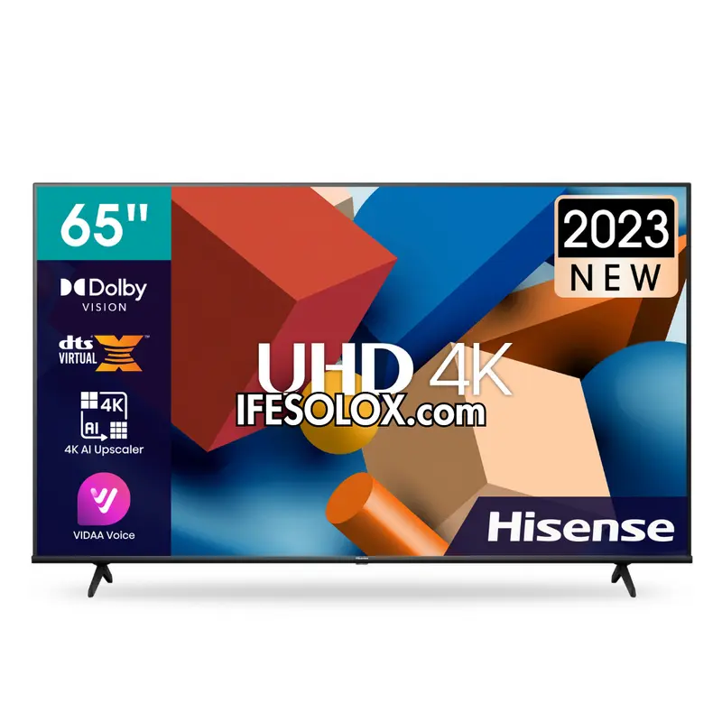 Hisense 65 Inch 65A6K VIDAA Smart 4K UHD 2023 Frameless TV (WiFi, Miracast, AirPlay, Bluetooth) - Foreign Used