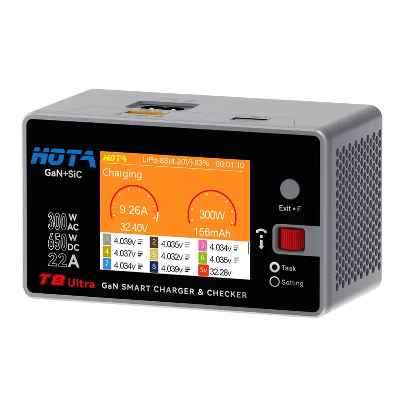 HOTA T8 Ultra – 650W 1–8S AC/DC GaN Smart-Ladegerät