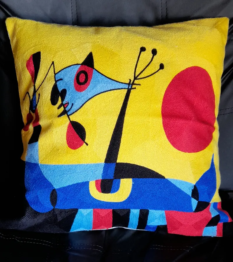 Housse de coussin brodée - Abstrait jaune