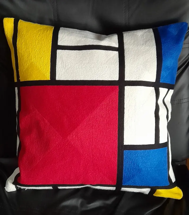 Housse de coussin brodée - Mondrian