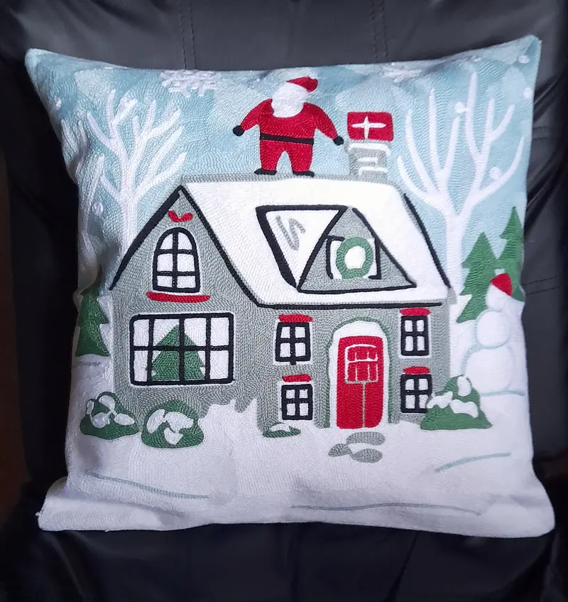 Housse de coussin brodée - Noël