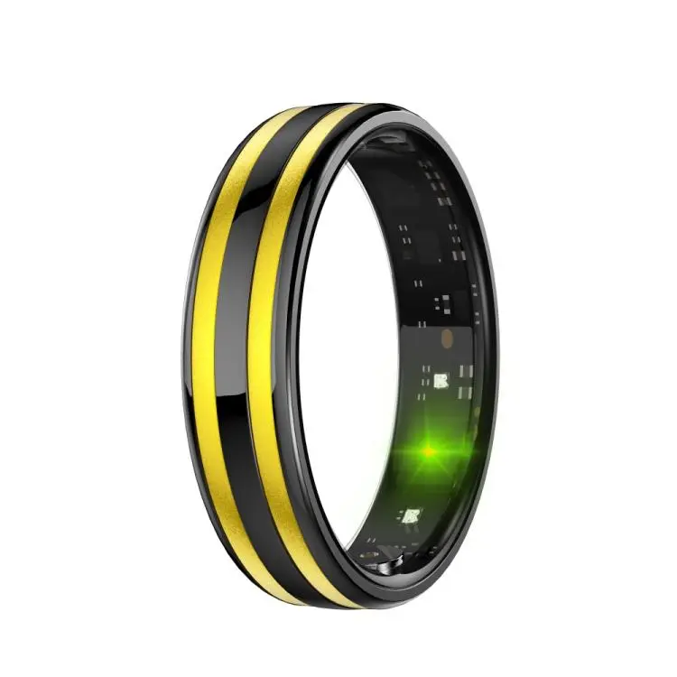 HR02 SIZE 6 Smart Ring, Supports Health Monitoring / Female Menstrual Cycle / Gesture Control(Black Gold)