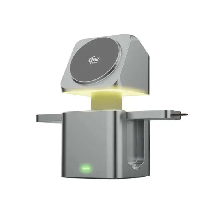 HS-V25 QI2 25W 3 in 1 Lifting Night Light Wireless Charger(Silver)
