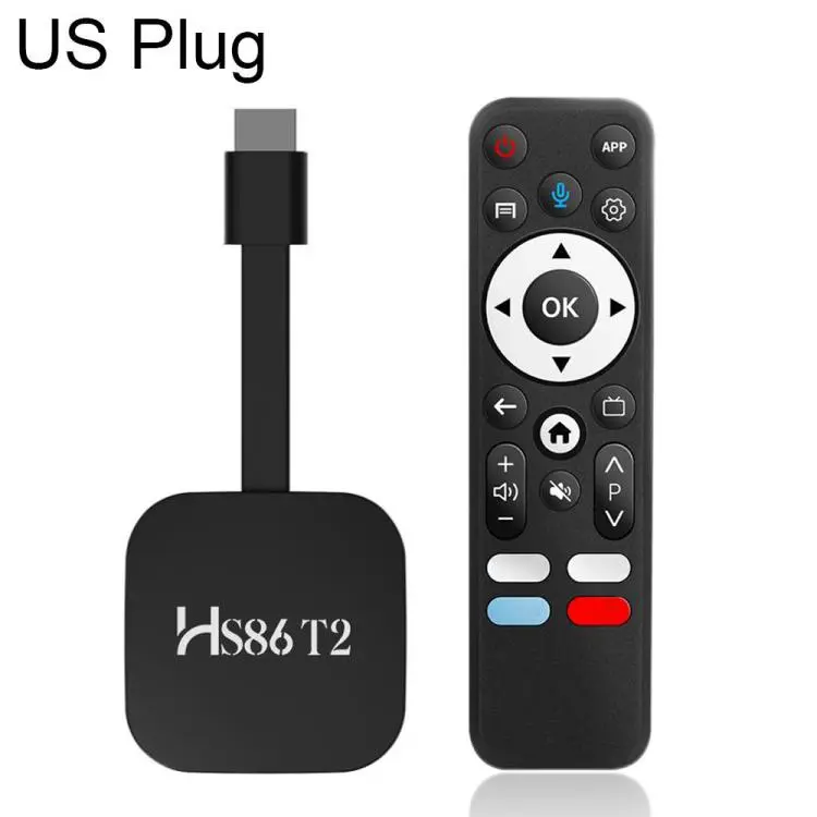 HS86 T2 Android 14 Mini HD TV Stick with Remote Control, 2GB+16GB, RK3518 Cortex-A53 Quad-Core, Plug