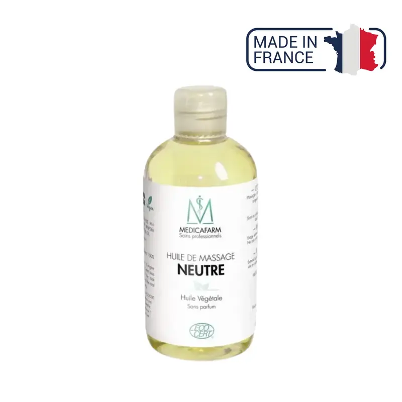 Huile de massage neutre végétale - Flacon Stop-goutte 250 ml - Medicafarm