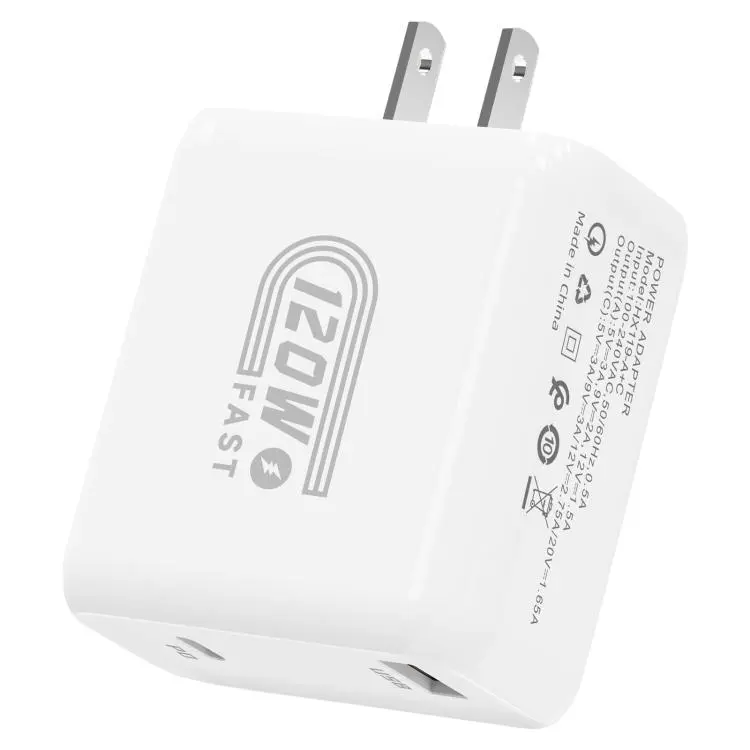 HX119 120W USB and Type-C Dual Interface Fast Charger, Plug