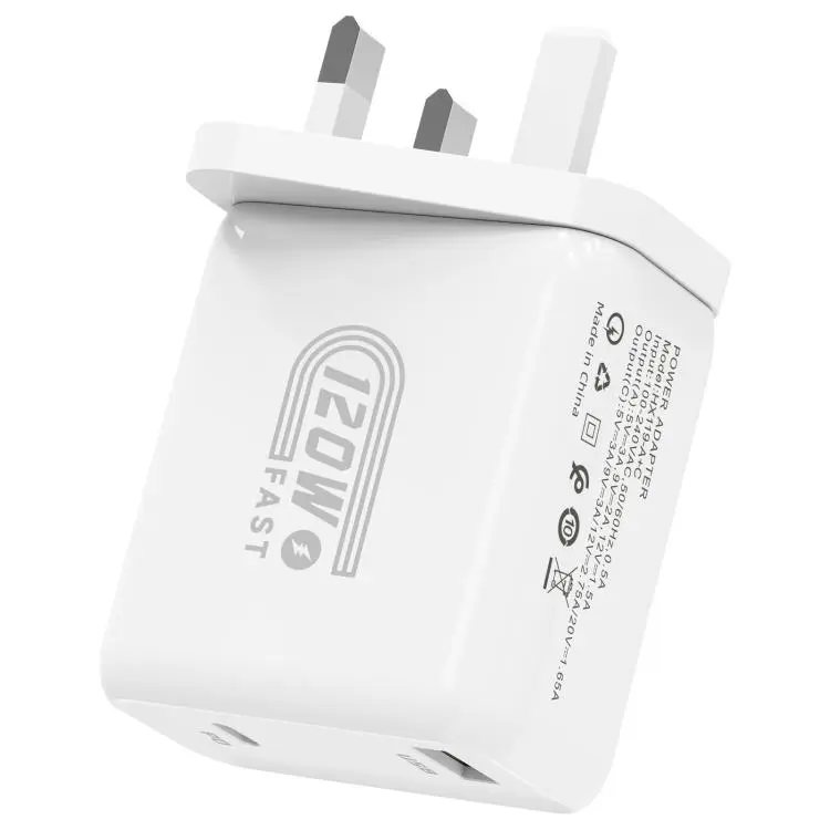 HX119 120W USB and Type-C Dual Interface Fast Charger, Plug