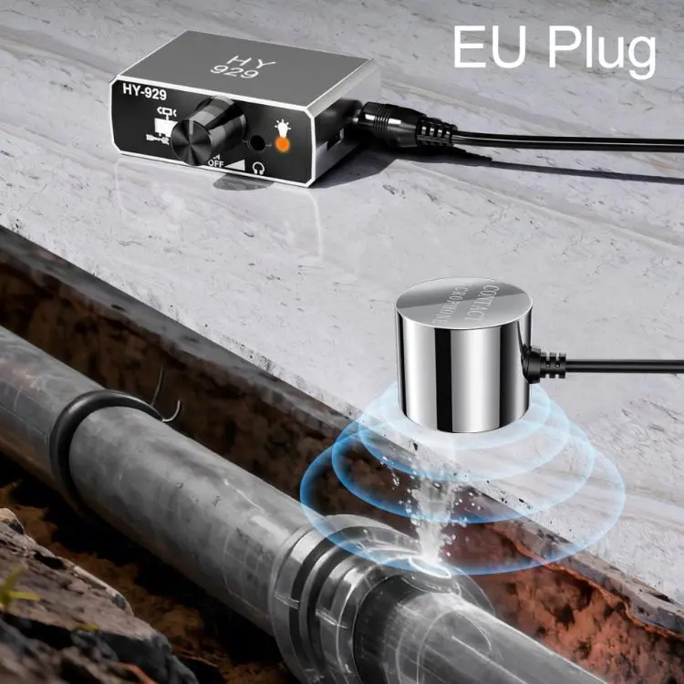 HY-929 Water Leak Detector with Dual Probes Acoustic Water Pipe Leak Locator Engine Noise Diagnosis(EU Plug)