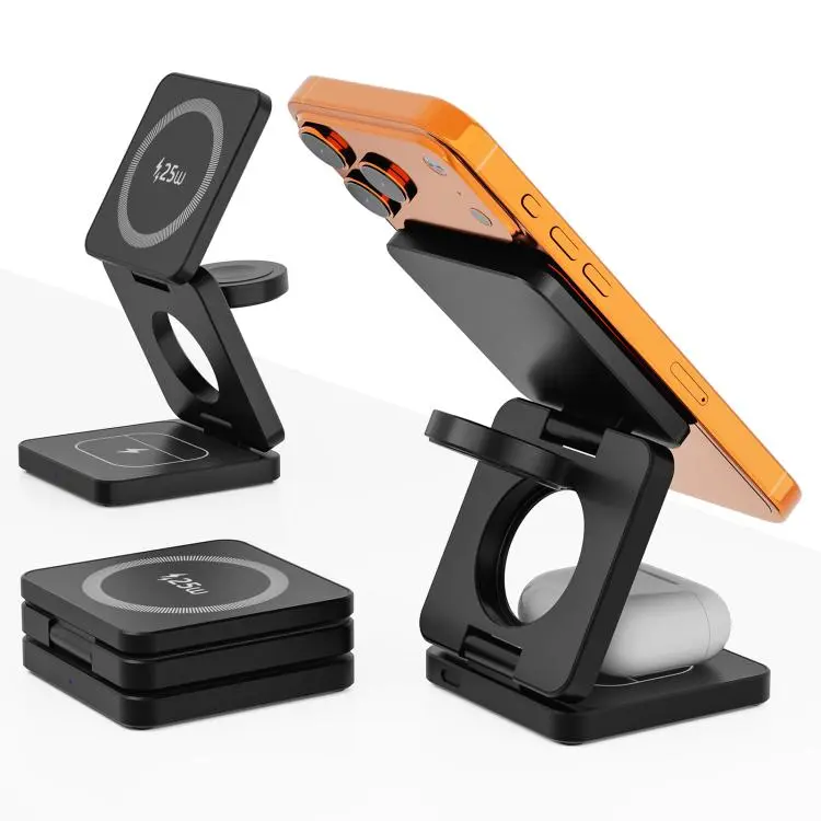 IW31 25W Foldable 3 in 1 Magnetic Wireless Fast Charger(Black)