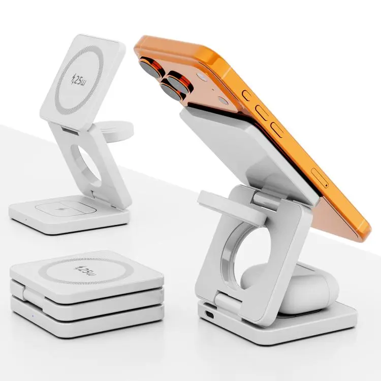 IW31 25W Foldable 3 in 1 Magnetic Wireless Fast Charger(White)
