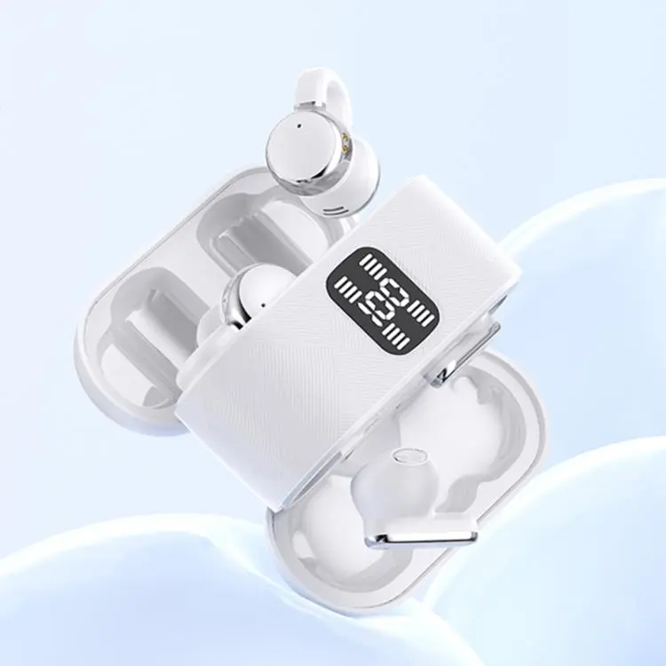 J-Q16 2 in 1 Digital Display ENC Noise Reduction Wireless Bluetooth Earphone(White)