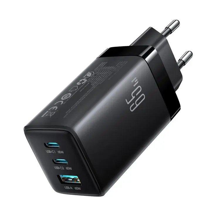 JOYROOM JR-TG10 65W GaN Dual Type-C, USB 3-Port Charger with Type-C to Type-C Cable, Plug