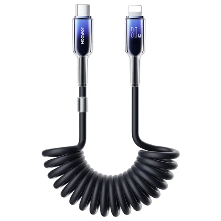 JOYROOM S-A43 30W USB-C / Type-C to 8 Pin Coiled Fast Charging Data Cable, Length