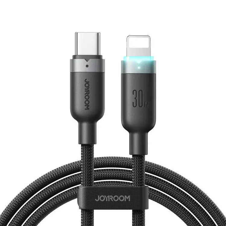 JOYROOM S-A63 StarWay Series 1.2m 30W Type-C to 8 Pin Auto Power-Off Fast Charging Data Cable(Black)
