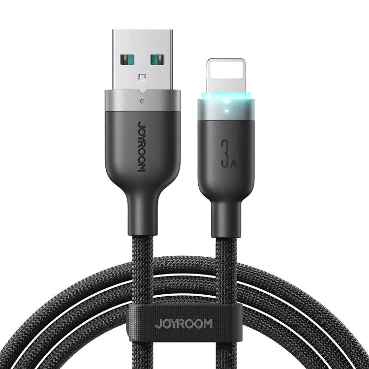 JOYROOM S-A63 StarWay Series 1.2m 3A USB-A to 8 Pin Auto Power-Off Fast Charging Data Cable(Black)