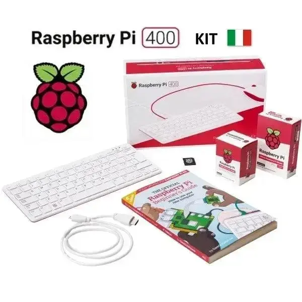 Kit Computer Raspberry Pi 400 con layout tastiera e manuale in Italiano