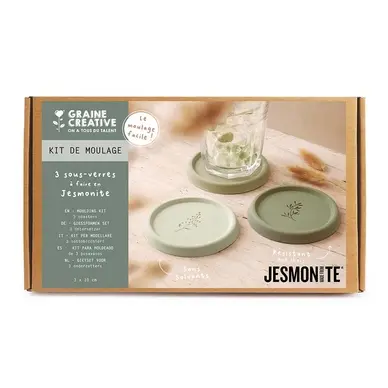 Kit de Moulage Jesmonite - 3 sous verres motif végétal
