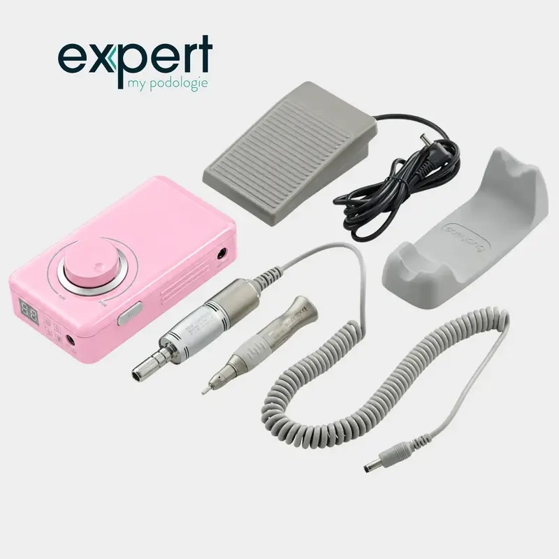 Kit micromoteur portable PODO38S - Rose - 30 000 tr/min - Avec pièce à main démontable