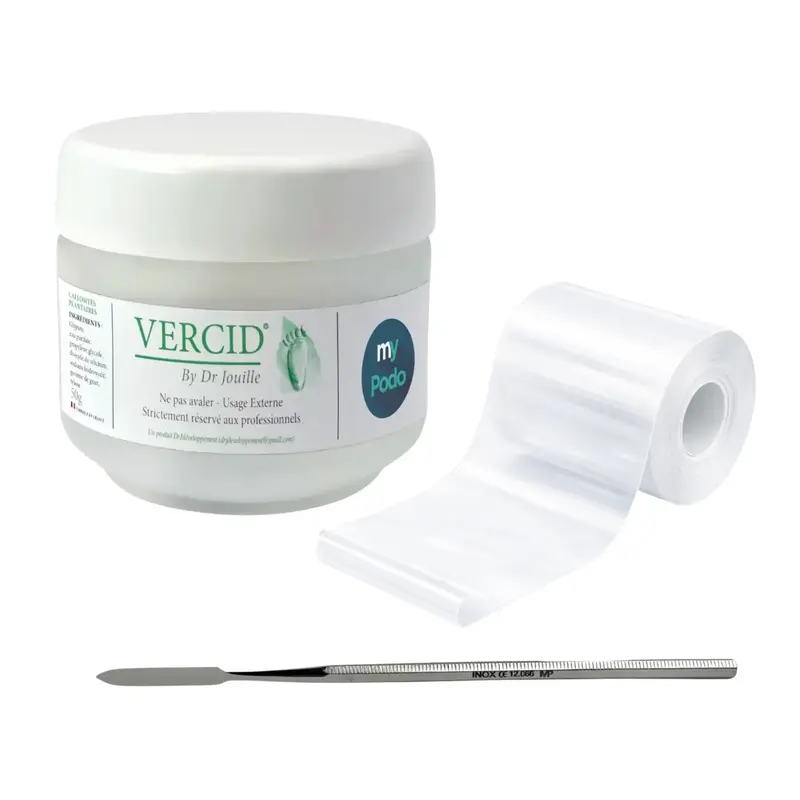 Kit Vercid du Docteur Jouille - Pot 50 g + Spatule à ciment + Rouleau de pansement adhésif transparent