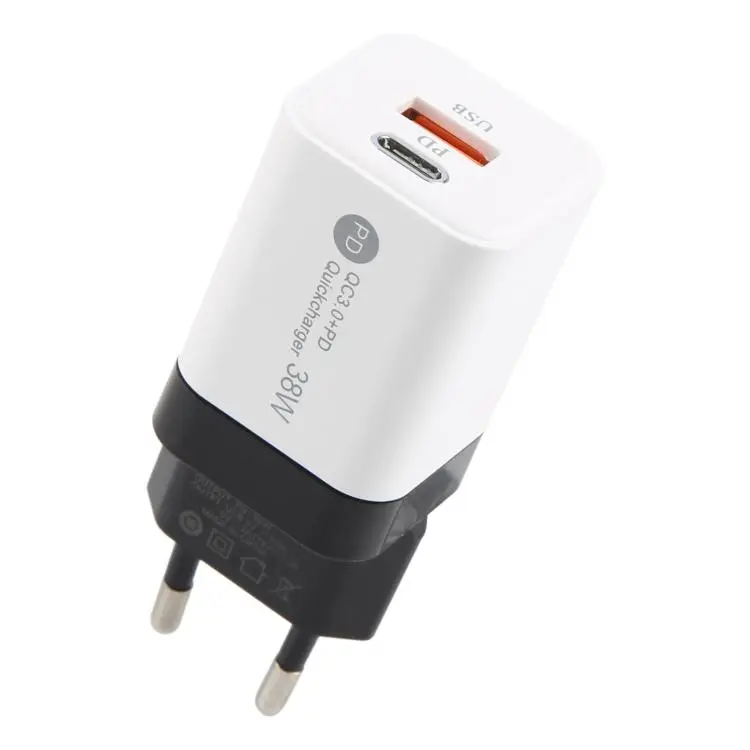 KO-72 38W QC3.0 USB and USB-C / Type-C PD Quick Charger, EU Plug(White)