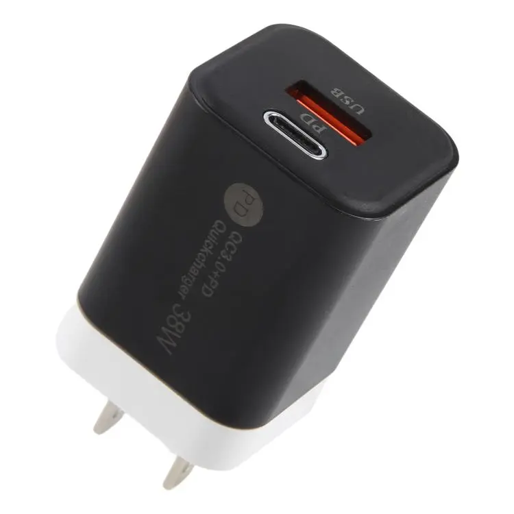 KO-72 38W QC3.0 USB and USB-C / Type-C PD Quick Charger, US Plug(Black)