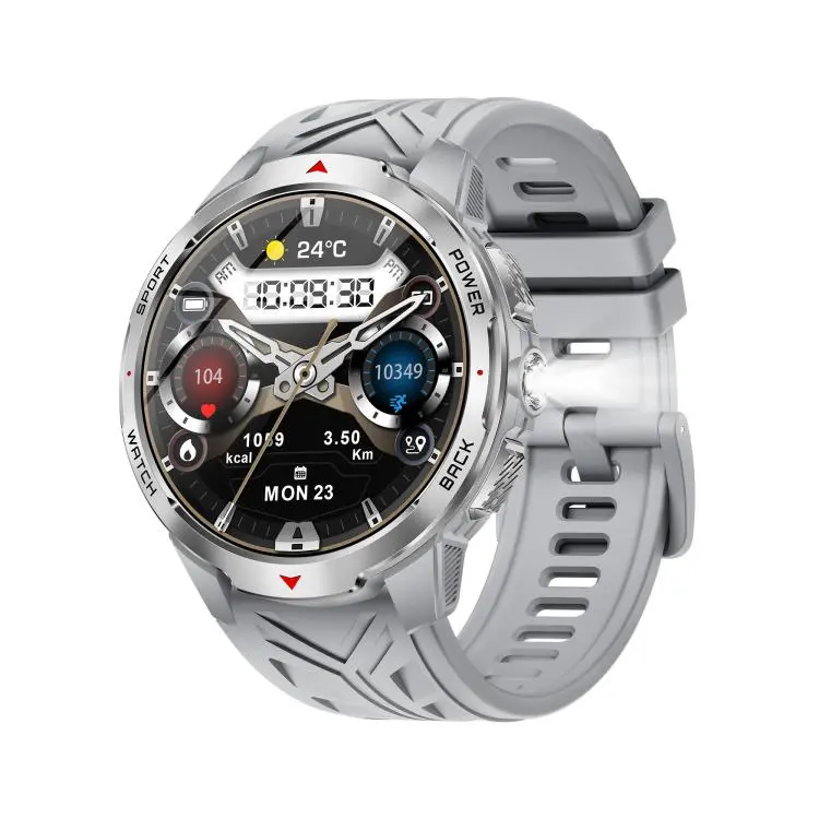 KT88 1.7 inch TFT Screen Outdoor Sports Smart Watch 3ATM Waterproof with Flashlight(Silver Grey)
