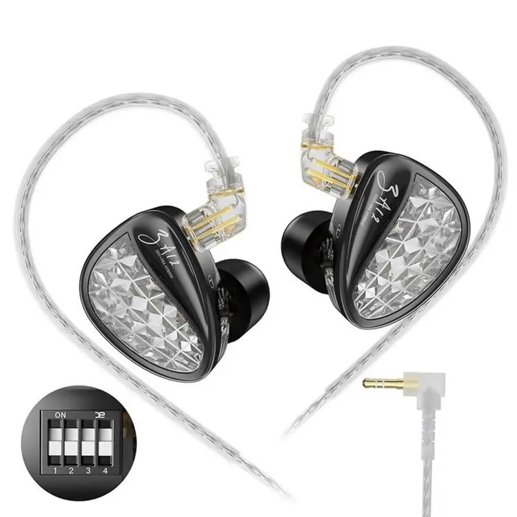 KZ-ZA12 Hybrid Dynamic Balanced Armature Hi-Fi Stage Monitor 1.2m Wired Earphones, Color