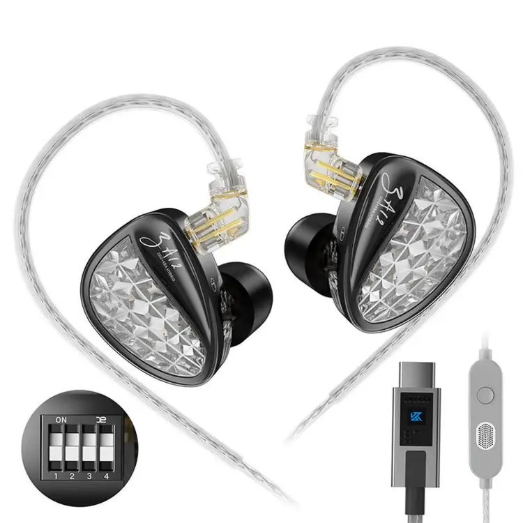 KZ-ZA12 Hybrid Dynamic Balanced Armature Hi-Fi Stage Monitor 1.2m Wired Earphones, Color