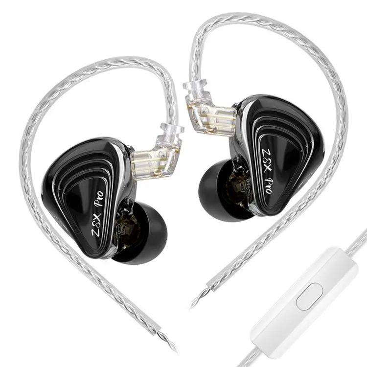 KZ ZSX PRO 5BA+1DD Hybrid-Driver 1.2m Wired Earphones HiFi Audio Sports Gaming Detachable Cable Design, Spec