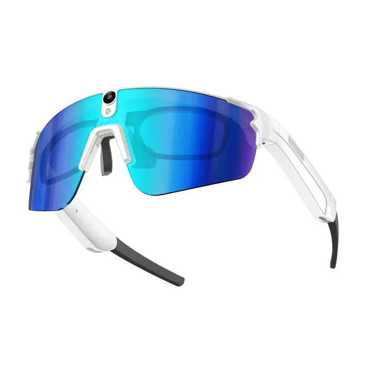 L085 8MP Dual-Mic Noise Cancellation AI Cycling Smart Glasses with Voice Assistant / Calling(White)