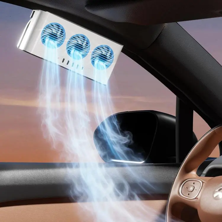 L6189 Solar Powered Car Exhaust Fan With Strobe Warning Light Interior Air Circulation Fan(White)