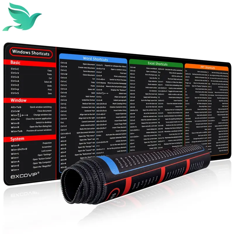 Large Office Shortcuts Mouse Pad - Excel Powerpoint Word | Swtek