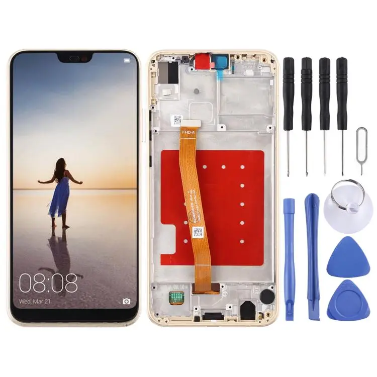 LCD Screen and Digitizer Full Assembly with Frame for Huawei P20 Lite / Nova 3e(Gold)