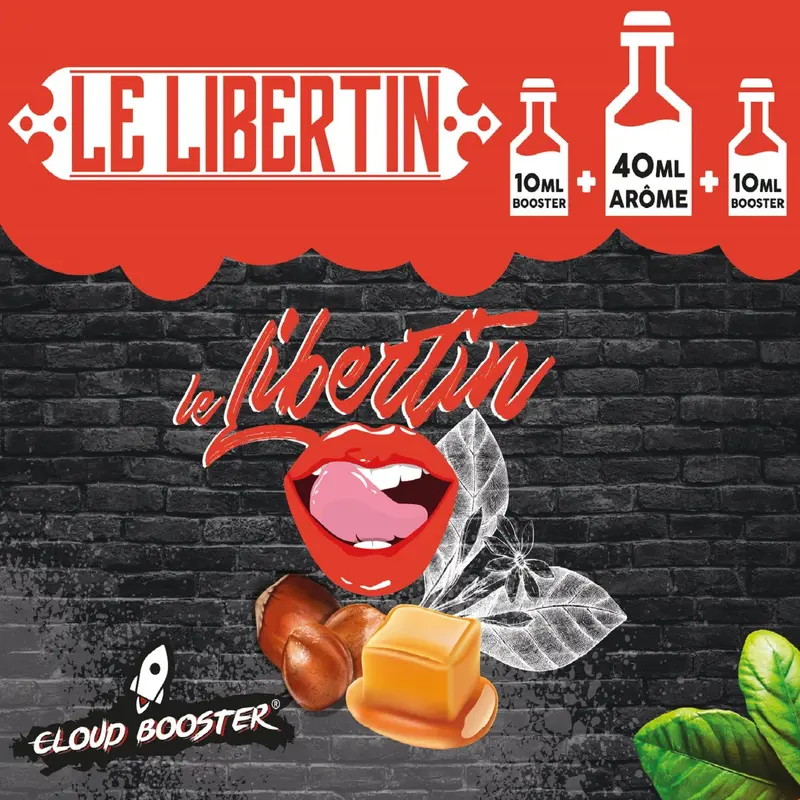 Le Libertin 50 ml - Cloud Booster. Saveur tabac agrémenté de noisettes grillées et de caramel
