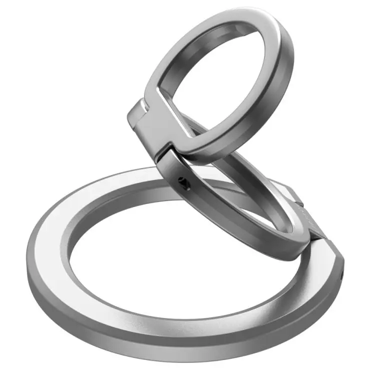LeReach Triple Ring Apex Edition 360 Degree Rotation Ring Buckle Magnetic Phone Holder(Silver)