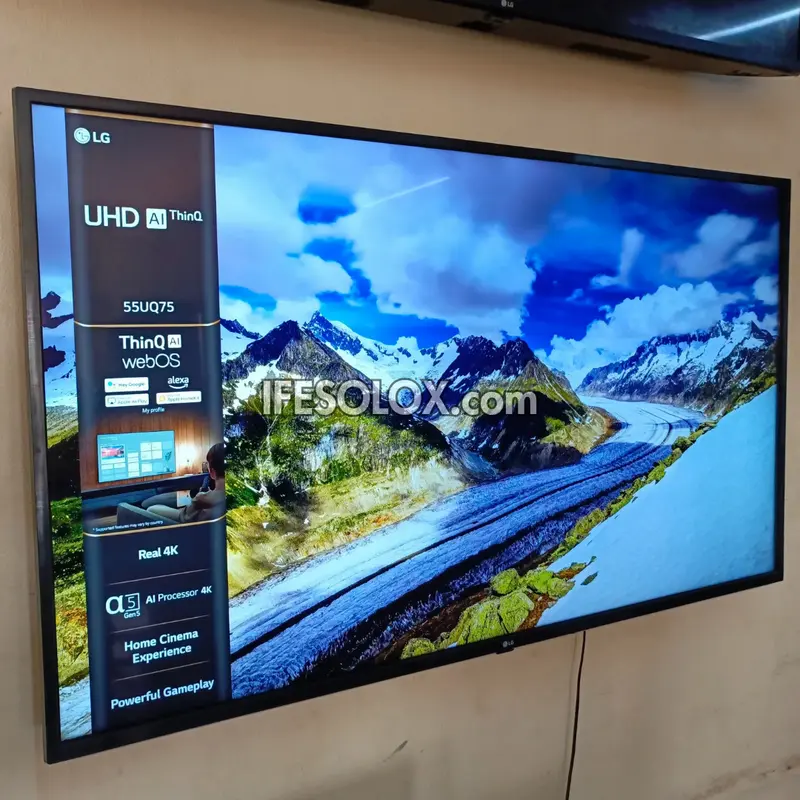 LG 55 inch UQ75 Series Thinq AI webOS Smart 4K UHD HDR10 Pro TV (Bluetooth, WiFi, Miracast, AirPlay) - Foreign Used