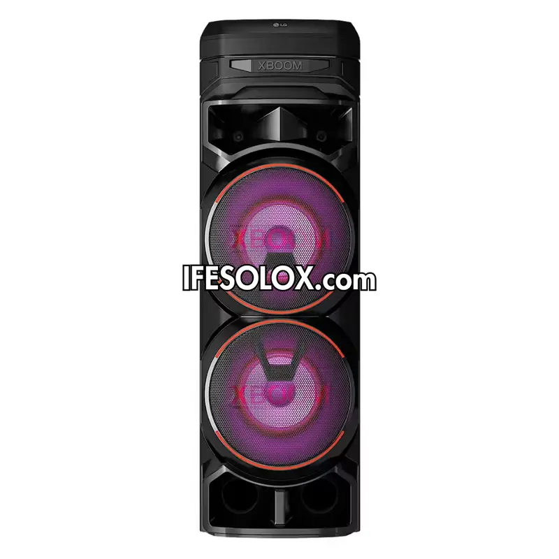 LG XBOOM RNC9 Double Bass Blast Bluetooth HiFi PA System + Karaoke Mic & Guitar Input, DJ App - Brand New