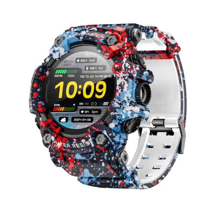 LOKMAT ATTACK T Rugged Smart Watch, 1.32 inch, BT Call, SOS, Pedometer, Sleep Tracking, Heart Rate, Blood Pressure, Blood Oxygen(Camouflage Blue)