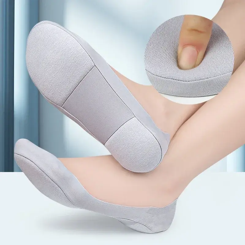 Lot de 3 Paies de Chaussettes Semelles Invisibles Antidérapantes Femme avec Coussinets Amortissants