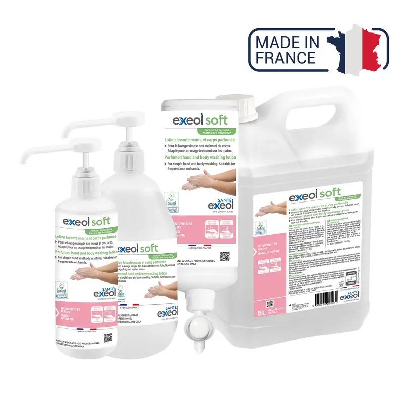 Lotion lavante mains et corps parfum Matcha Thé - Exeol Soft - Sodel